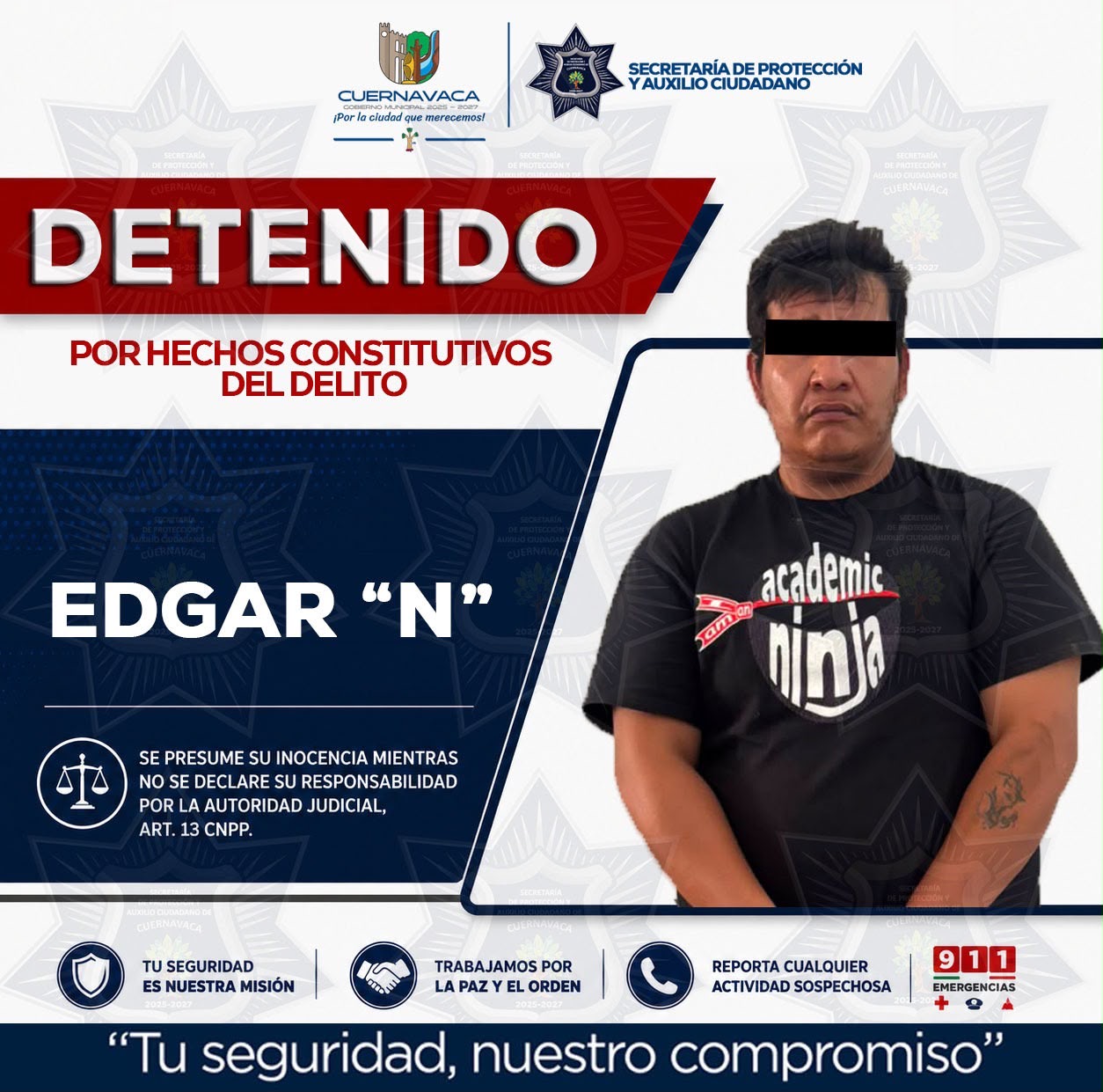 Seprac Cuernavaca recupera vehículo reportado como robado y detienen a hombre en Santa María