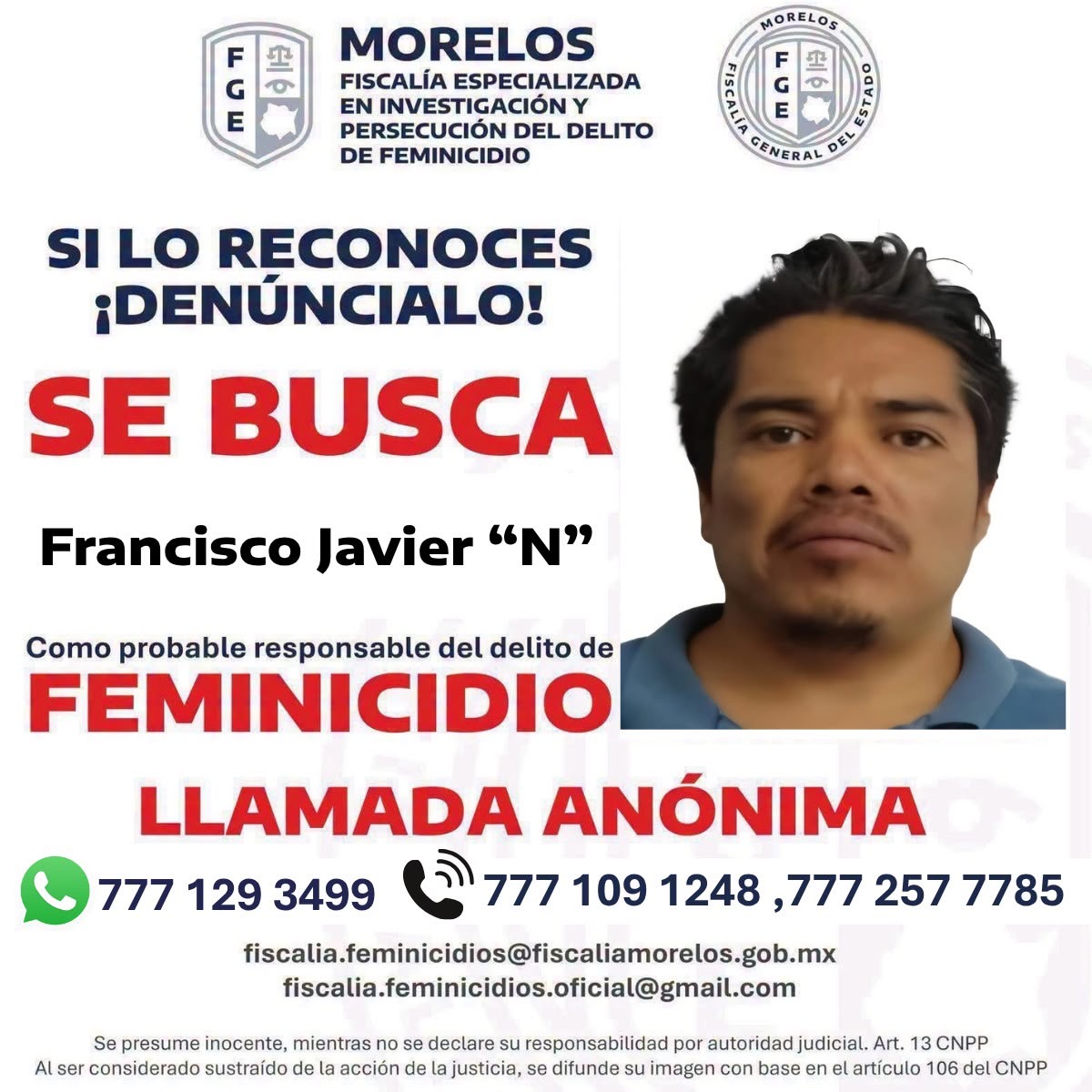 FGE activa búsqueda de “El Trompas” por feminicidio de Claudia Tacoronte