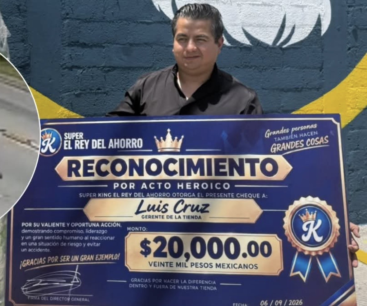 Luis Enrique salva a una niña de ser atropellada en Puebla; la empresa donde trabaja lo recompensa